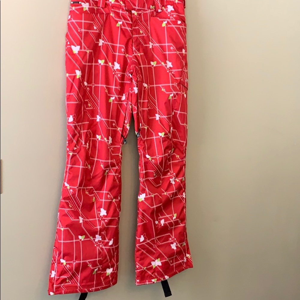 SPYDER Red Print Ski Pants like New Size 10